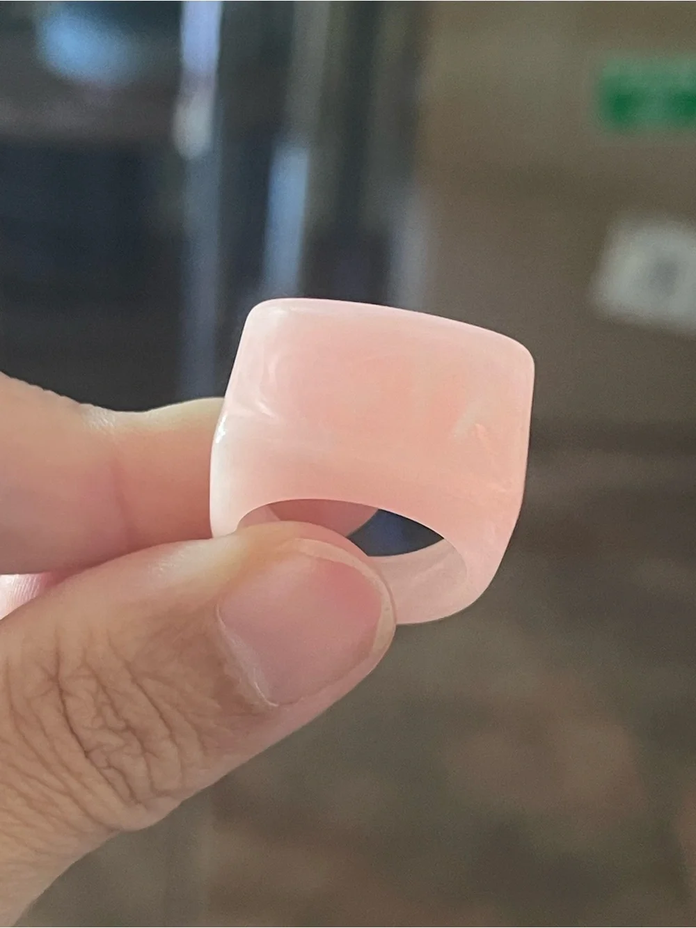 Set of 3 Trendy Pink Acrylic Square Band Rings
